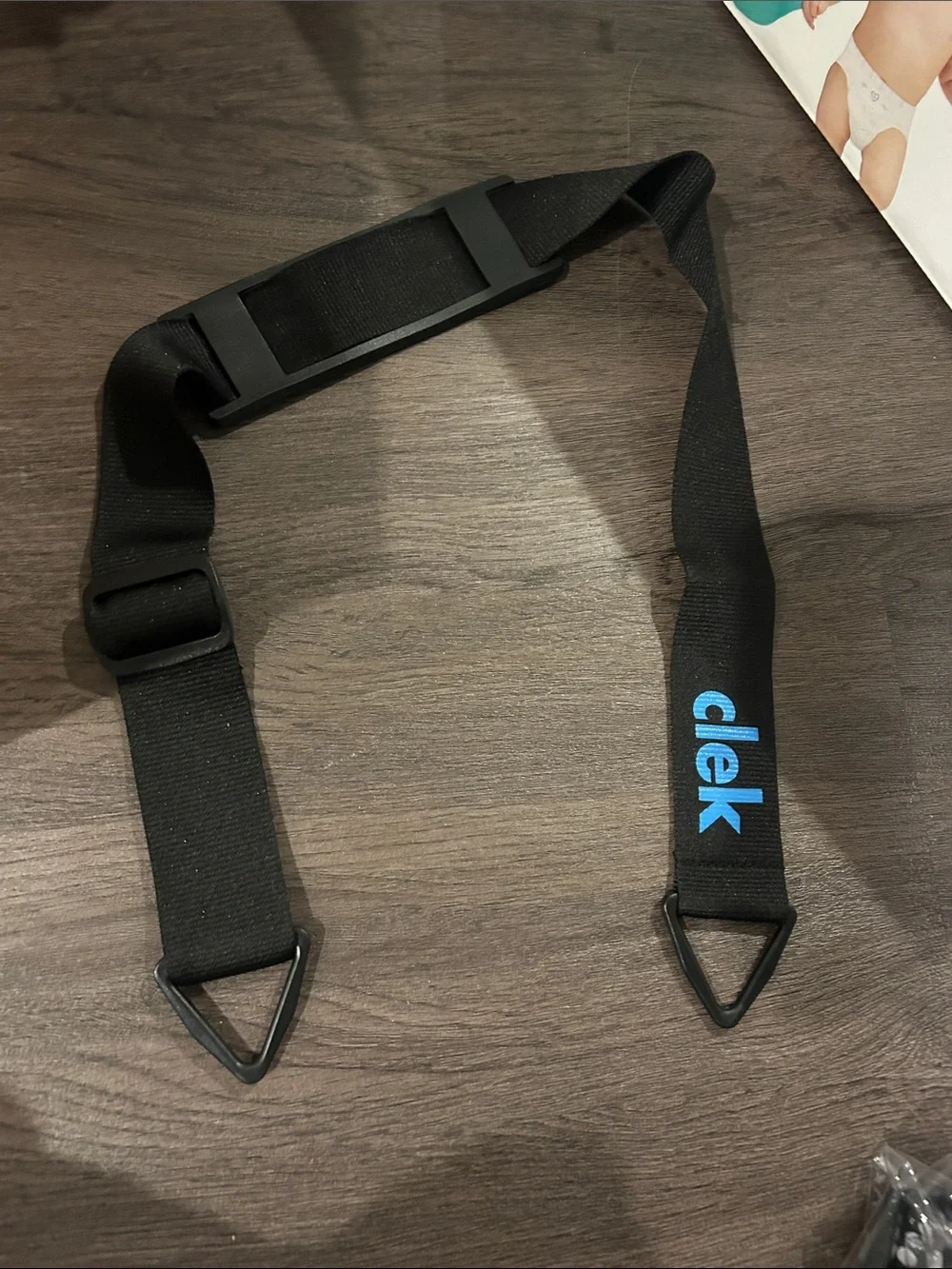 Clek Black Adjustable carry strap with Blue Logo